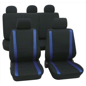 Set Complet Huse Scaune (Fata-Spate) Negru-Albastru Samoa Petex