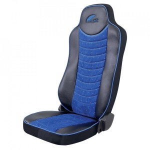 Set huse scaun UMBRELLA pentru MERCEDES ACTROS EURO 5 1844 MP2 MP3 MP4 ECO LEATHER + VELVET BLUE+BLACK - Img 2