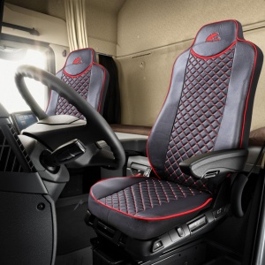 Set huse scaun UMBRELLA pentru SCANIA R SERIE 2006-2020 ECO LEATHER BLACK+RED - Img 4