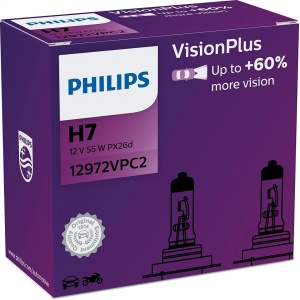 Bec Halogen Philips H7 VisionPlus 12V 55W PX26d - Set 2 Buc