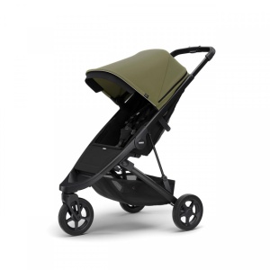 Carucior Thule Spring cu cadru negru + Copertina Thule Canopy OLIVE