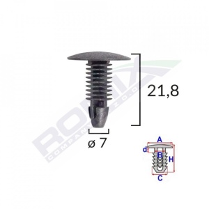 Clips tapiterie pentru honda/hyundai/toyota 7x21.8mm - negru set 10 buc - Img 2