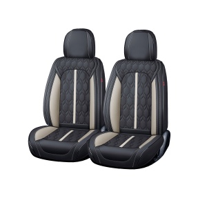 Huse auto premium 5 locuri Carguard Deluxe piele ecologică perforată - negru - alb