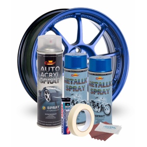 Kit complet reparatie si vopsire jante culoare Albastru Metalizat, V2