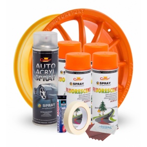 Kit complet reparatie si vopsire jante culoare Orange Fluorescent, V4