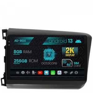 Navigatie Honda Civic (2012-2015), Android 13, X-Octacore , 8GB RAM , 256GB ROM, 9.5 Inch - AD-BGX9008,AD-BGRKIT007