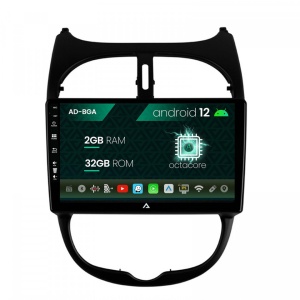 Navigatie Peugeot 206 (1998-2012), Android 12, A-Octacore , 2GB RAM , 32GB ROM, 9 Inch - AD-BGA9002,AD-BGRKIT262