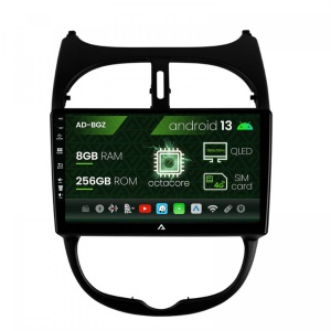 Navigatie Peugeot 206 (1998-2012), Android 13, Z-Octacore , 8GB RAM , 256GB ROM, 9 Inch - AD-BGZ9008,AD-BGRKIT262