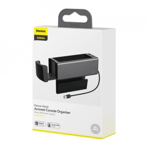 Organizator auto cu 2 porturi USB si suport pahar Baseus Negru