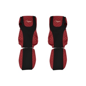 Set 2 huse scaun camion F-Core, Piele-ECO, pentru DAF XF 105, XF 106, Rosu/ Negru