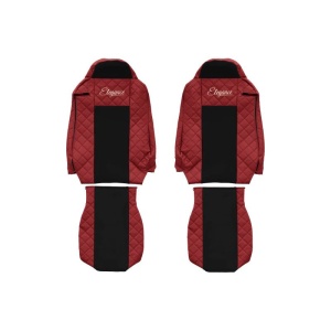 Set 2 huse scaun camion F-Core, Piele-ECO, pentru IVECO STRALIS, Rosu/ Negru