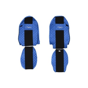 Set 2 huse scaun camion F-Core, Piele-ECO, pentru MERCEDES ACTROS MP2 / MP3, 2008+, Albastru/ Negru - Img 1