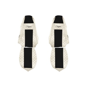 Set 2 huse scaun camion F-Core, Piele-ECO, pentru SCANIA P,G,R,T, Bej/ Negru