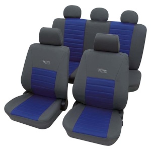 Set huse scaune auto PETEX, Sport Active, culoare gri/albastru - 11 piese