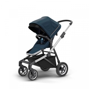 Carucior Thule SLEEK Cadru Gri si Copertina Navy Blue