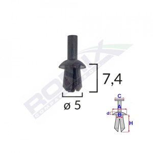 Clips Fixare Pentru Audi/Vw 5X7.4Mm - Negru Set 25 Buc