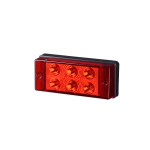 Lampă ceață Horpol roșie dreptunghiulară 12/24V