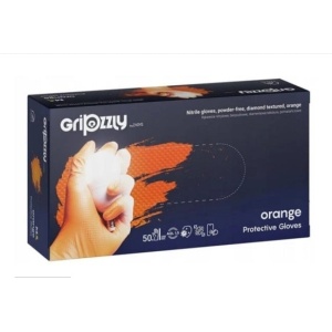 Manusi nitril pentru mecanici, Gripzzly portocaliu, 50 buc/set, Marime L