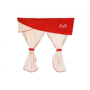 Perdele Cabinei Șoferului ELEGANCE - Set 7 Bucăți, Roșu/Șampanie