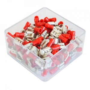 Set 100 Papuci Electrici Terminali Izolati Rosii Mama/Tata 6.3X0.8Mm