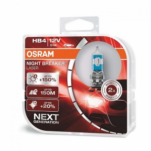 Set 2 Becuri Auto Halogen compatibil cu far Osram Night Breaker Unllimited +110% 9006NL-HCB HB4 12V 51W (2 Unitati)