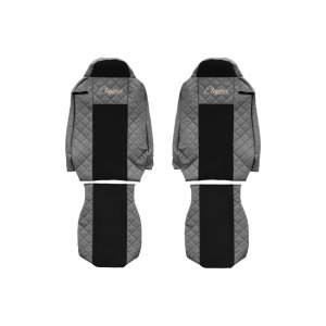 Set 2 huse scaun camion F-Core, Piele-ECO, pentru IVECO STRALIS, Gri/ Negru