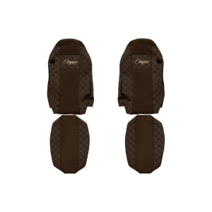Set 2 huse scaun camion F-Core, Piele-ECO, pentru MAN TGX, Maro, Scaun sofer standard