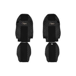 Set 2 huse scaun camion F-Core, Piele-ECO, pentru MERCEDES ACTROS MP2 / MP3, Negru, 2002