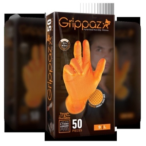 Set 50 Buc Manusi Nitril Texturate Portocaliu Marimea 8/M Grippaz