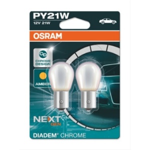 7507Dc-02B Blister 2 Becuri Crom-Galben 12V21W Py21W Diadem Chrome Osram