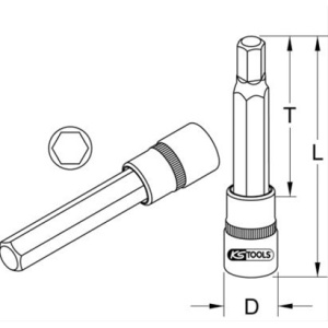 911.5353 Tubulara Cu Bit 1/2 Cu Locas Hex., Lung, 11Mm -Ks Tools