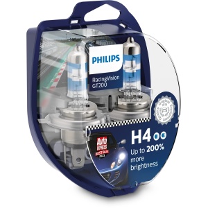Bec Halogen Philips H4 RacingVision GT200 12V 60/55W P43t-38 - Set 2 Buc