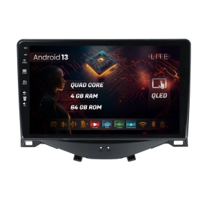 Navigatie HUB64 Citroen C1 / Peugeot 108 / Toyota AYGO (2014-2022), 4GB RAM, Android 13, Quadcore, DSP, GPS, Wi-FI, Carplay, Android Auto, USB, Bluetooth, Waze, Touchscreen, 9 inch