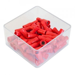 Set 100 Papuci Electrici Terminali Izolati Total Rosii Cilindric 6.3X0.8Mm