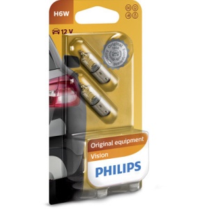 Set 2 Becuri 12V H6W Bax9S (Blister) Vision Philips