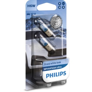Set 2 Becuri 12V H6W Bax9S (Blister) White Vision Ultra Philips