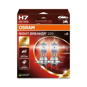 Set 2 Becuri H7 12V 55W OSRAM Night Breaker 200 +220%