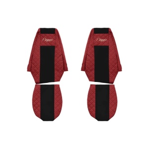 Set 2 huse scaun camion F-Core, Piele-ECO, pentru RENAULT MAGNUM, Rosu/ Negru