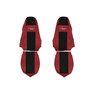 Set 2 huse scaun camion F-Core, Piele-ECO, pentru SCANIA P,G,R,T, Rosu/ Negru
