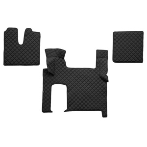 Set 3 covorase camion, piele ecologica neagra pentru MAN TGX 06.06 - transmisie automata 2 sertare - Img 1