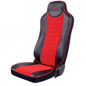 Set huse scaun UMBRELLA pentru MERCEDES ACTROS EURO 5 1844 MP2 MP3 MP4 ECO LEATHER + VELVET BLACK+RED