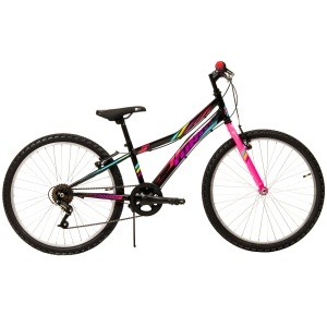 Bicicleta Copii DHS Turbo - 24 Inch, Negru-Roz