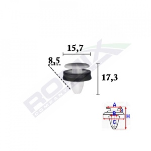 CLIPS FIXARE ELEMENTE EXTERIOR PENTRU FORD TRANSIT 2014 - 8.5X17.3MM ALB - SET 10 BUC