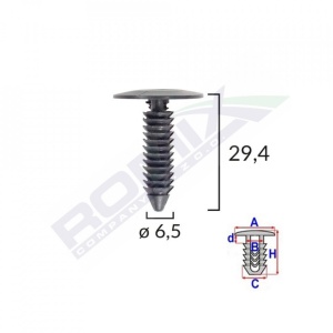 Clips Tapiterie Pentru Gm 6.5X29.4Mm - Negru Set 10 Buc