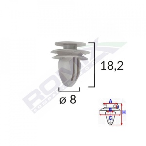 Clips Tapiterie Pentru Honda/Hyundai/Kia/Mazda 8X182Mm - Gri Set 10 Buc