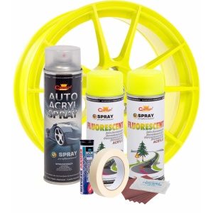 Kit complet reparatie si vopsire jante culoare Galben Fluorescent, V2