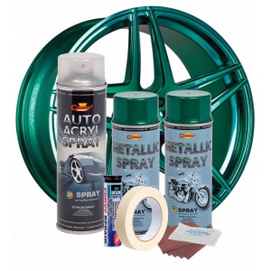 Kit complet reparatie si vopsire jante culoare Verde Metalizat, V2
