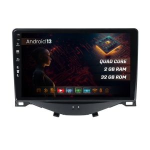 Navigatie HUB64 Citroen C1 / Peugeot 108 / Toyota AYGO (2014-2022), 2GB RAM, Android 13, GPS, Wi-FI, Carplay, Android Auto, USB, Bluetooth, Radio, Waze, Touchscreen, 9 inch