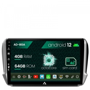 Navigatie Peugeot 208,2008 (2012,), Android 12, A-Octacore , 4GB RAM , 64GB ROM, 10.1 Inch - AD-BGA10004,AD-BGRKIT258