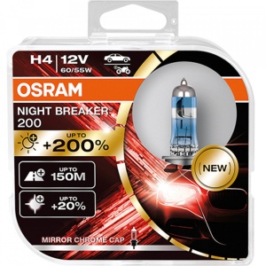 Set 2 becuri auto far halogen Osram H4 Night Breaker +200% 60/55W 12V P43T SET 2BUC